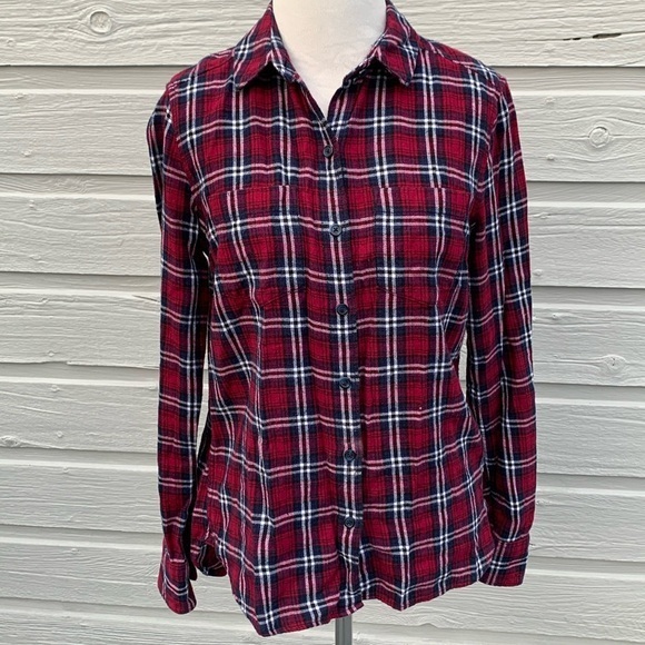 Woolrich red plaid button down flannel long sleeve shirt small - Picture 1 of 8